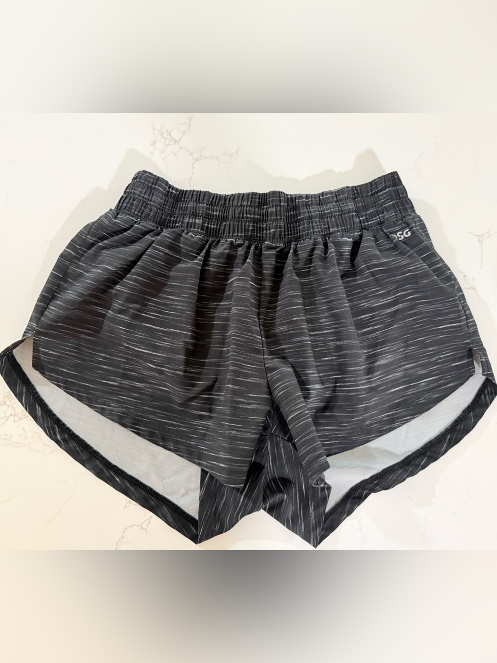 DSG Black Athletic Shorts with White Pinstripe Detail